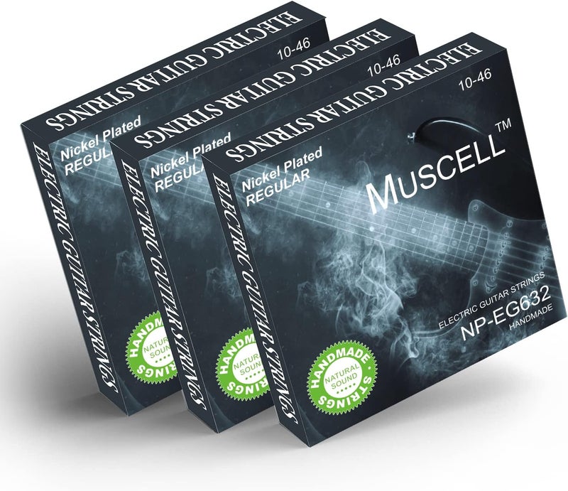 MUSCELL Electric Guitar Strings Handmade Nickel Plated Hex Steel Colorful Ball End-3 Packs-6 String-Regular 10-46 - Image 1